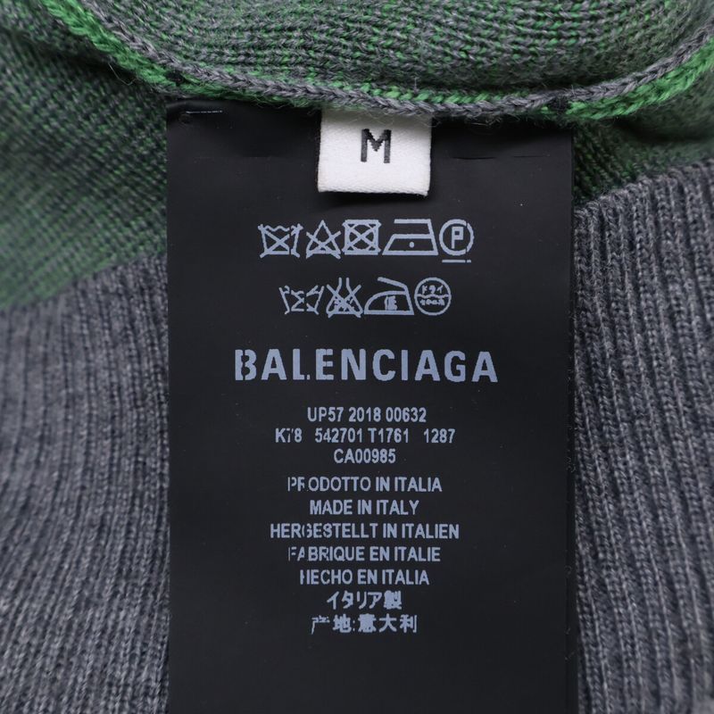 Balenciaga Back Number Crew Neck Knit Sweater ) Gray