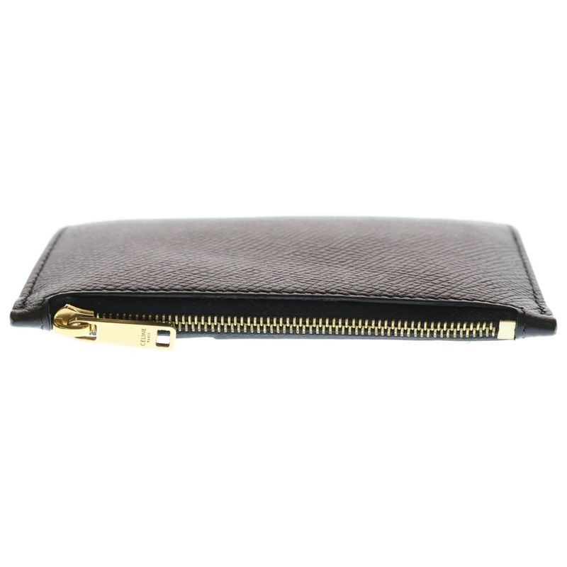 Celine Card Case Business Holder Fragment Black Leather Gold