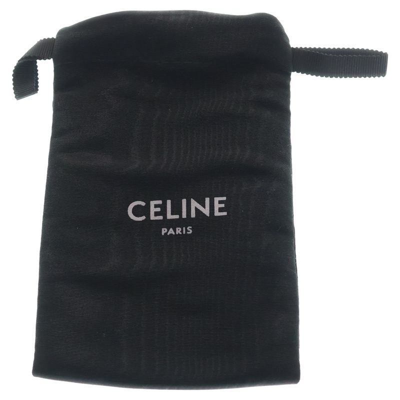 Celine Card Case Business Holder Fragment Black Leather Gold