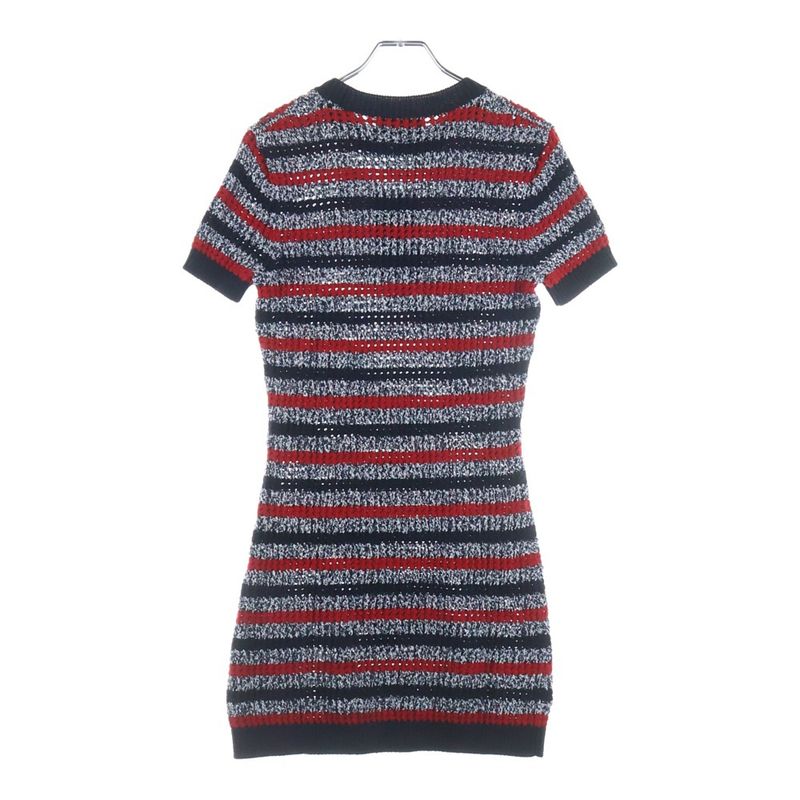 Gucci Short Sleeve Knit Dress Navy Red