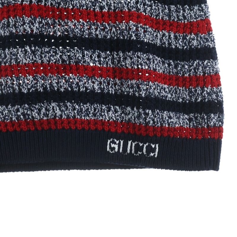 Gucci Short Sleeve Knit Dress Navy Red