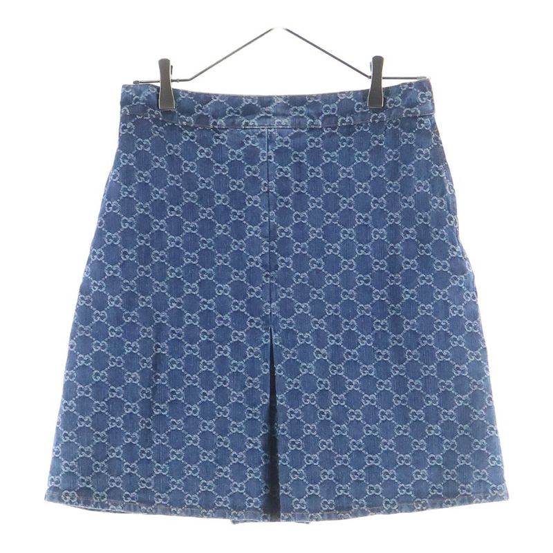 Gucci GG Jacquard Denim Skirt Indigo