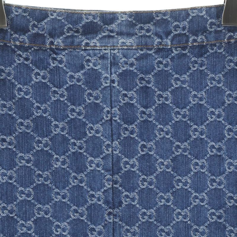 Gucci GG Jacquard Denim Skirt Indigo