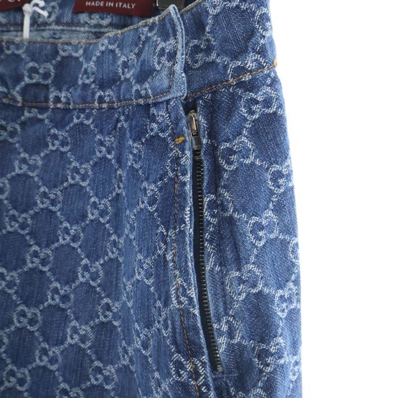 Gucci GG Jacquard Denim Skirt Indigo