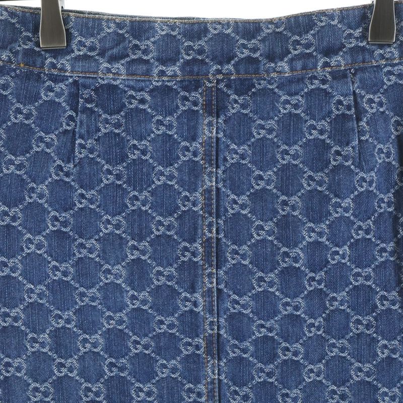 Gucci GG Jacquard Denim Skirt Indigo