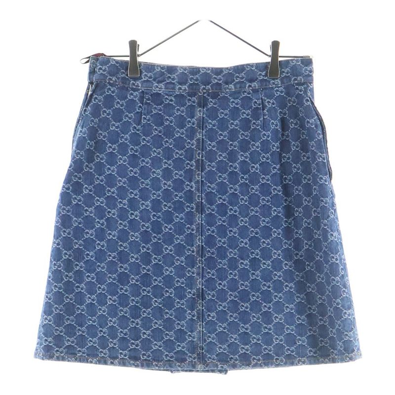 Gucci GG Jacquard Denim Skirt Indigo