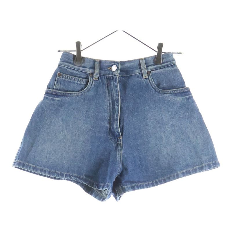 Prada Triangle Logo Denim Shorts Pants Indigo