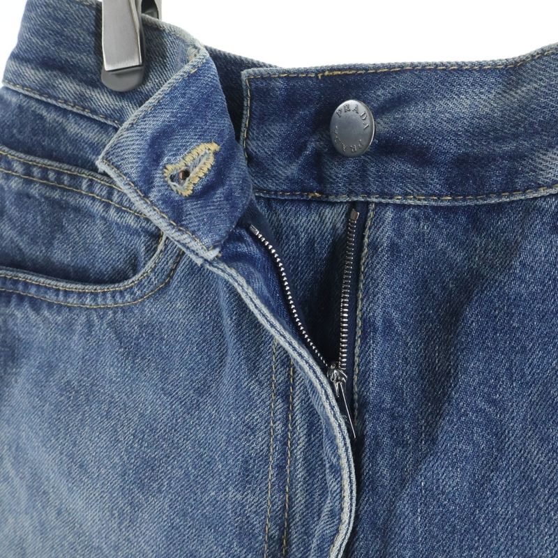 Prada Triangle Logo Denim Shorts Pants Indigo