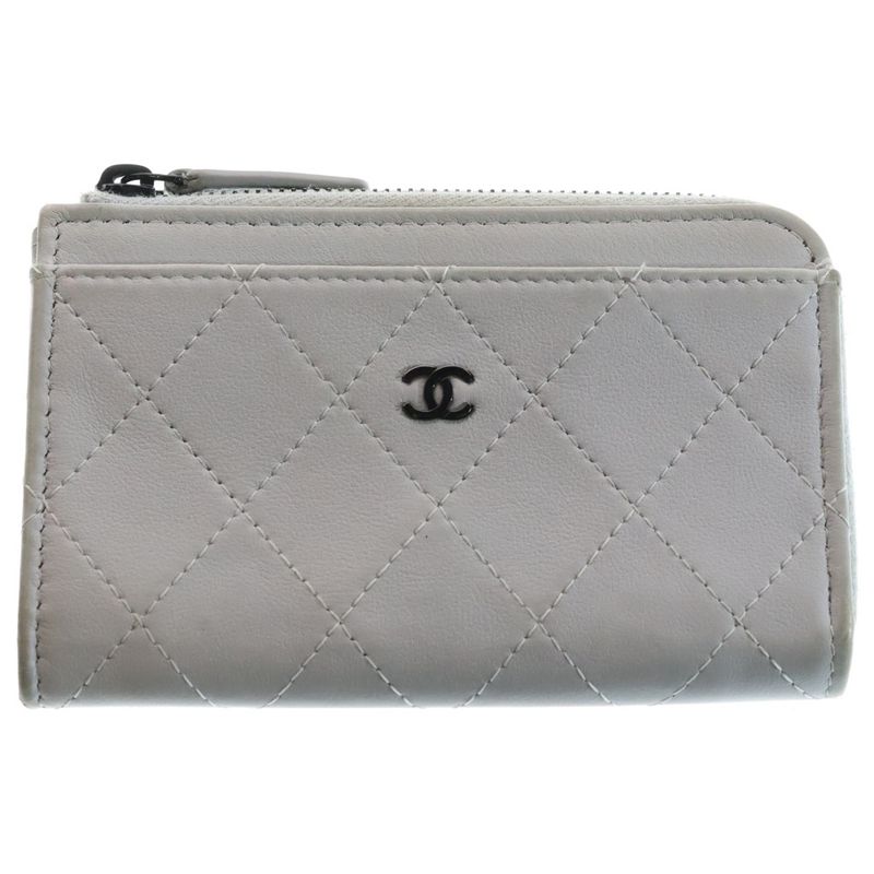Chanel L-shaped Zipper Classic Zip Coin Card Case Light Blue