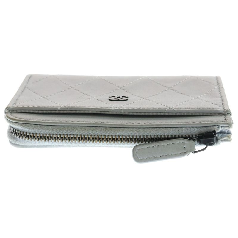 Chanel L-shaped Zipper Classic Zip Coin Card Case Light Blue