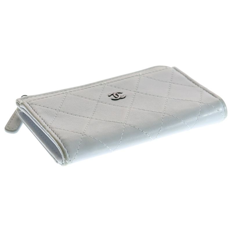 Chanel L-shaped Zipper Classic Zip Coin Card Case Light Blue