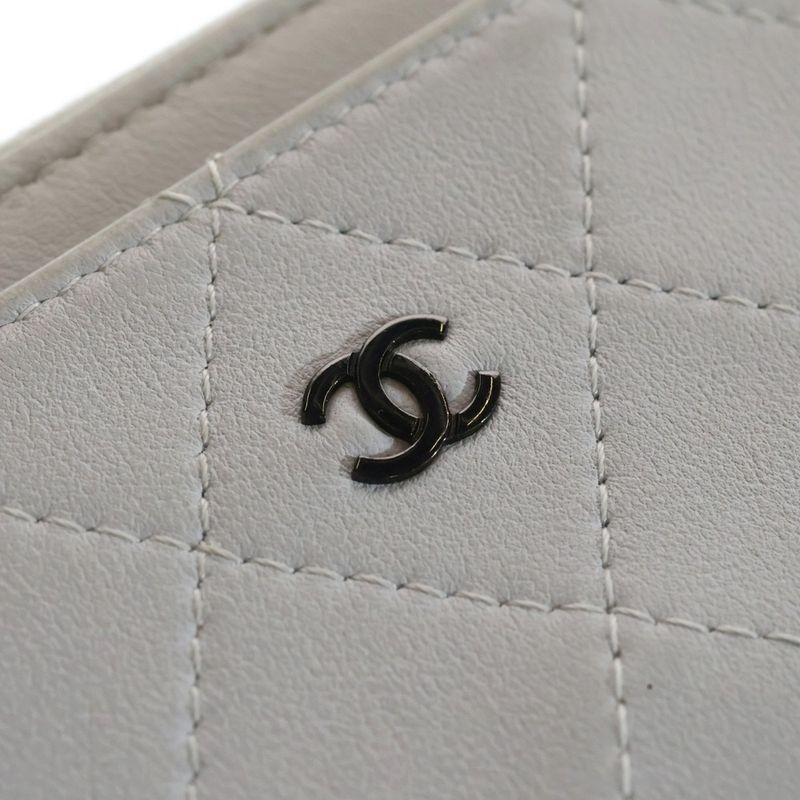 Chanel L-shaped Zipper Classic Zip Coin Card Case Light Blue