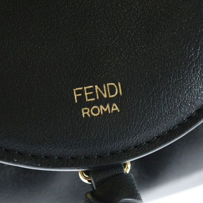 Fendi FF Spy Small 2-Way Leather Shoulder Bag Black Gold
