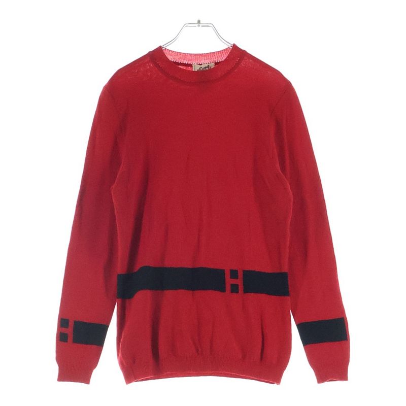 Hermes Wool Long Sleeve Knit Sweater Red