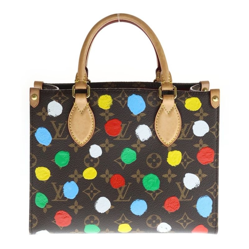 Louis Vuitton LV Yk Yayoi Kusama Collaboration Monogram on the Go PM Brown Shoulder Bag Multicolor