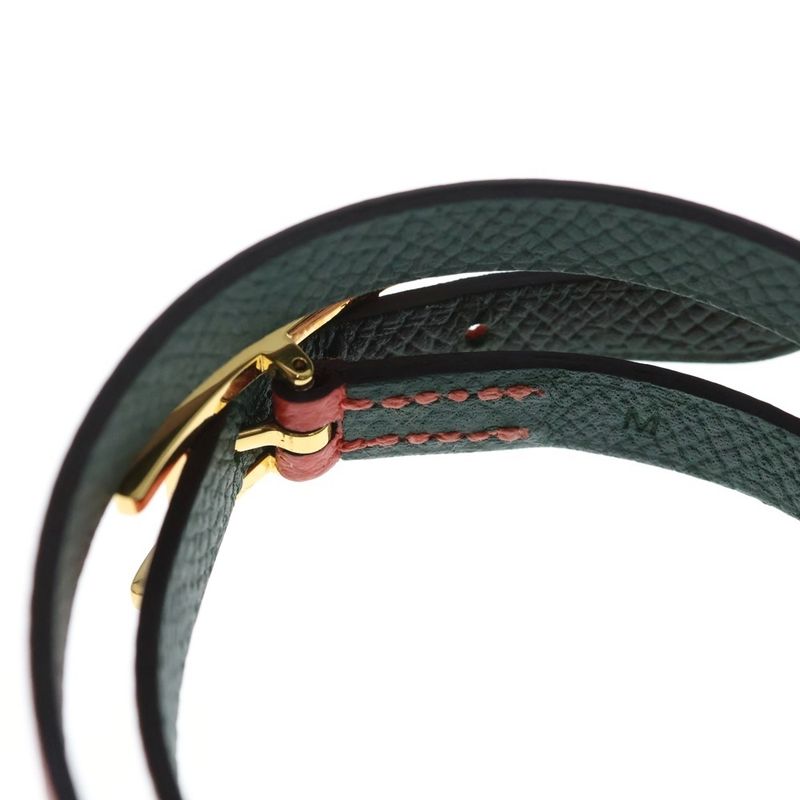 Hermes Behapi Bracelet Leather Light Red Gold