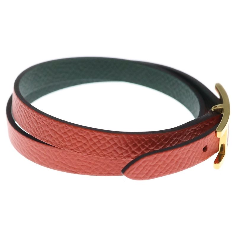 Hermes Behapi Bracelet Leather Light Red Gold