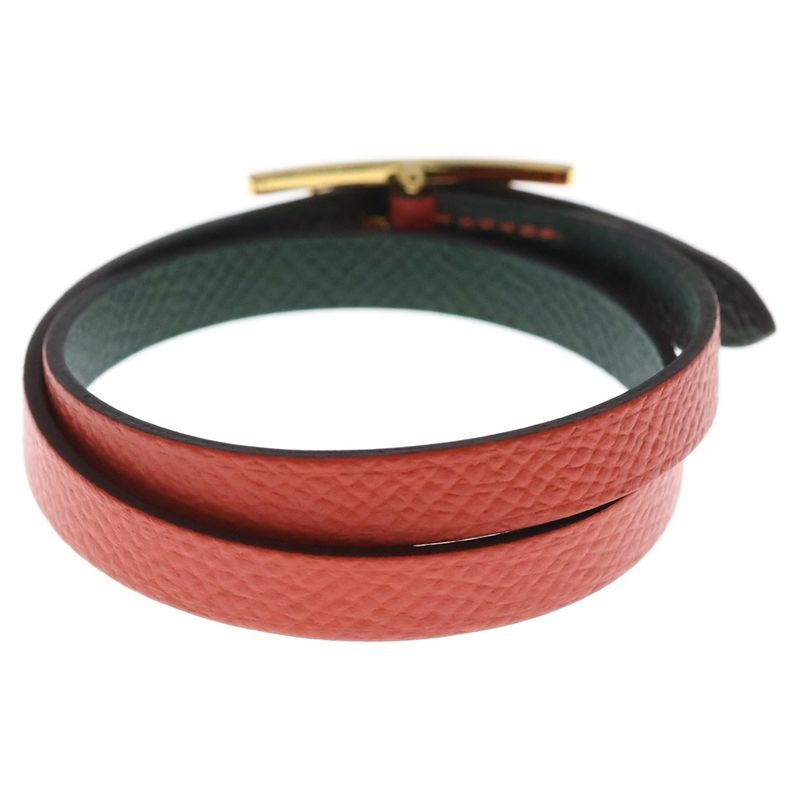 Hermes Behapi Bracelet Leather Light Red Gold