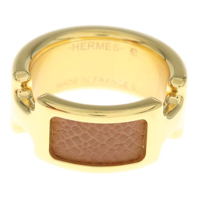 Hermes Olympe Ring Gold Brown Leather