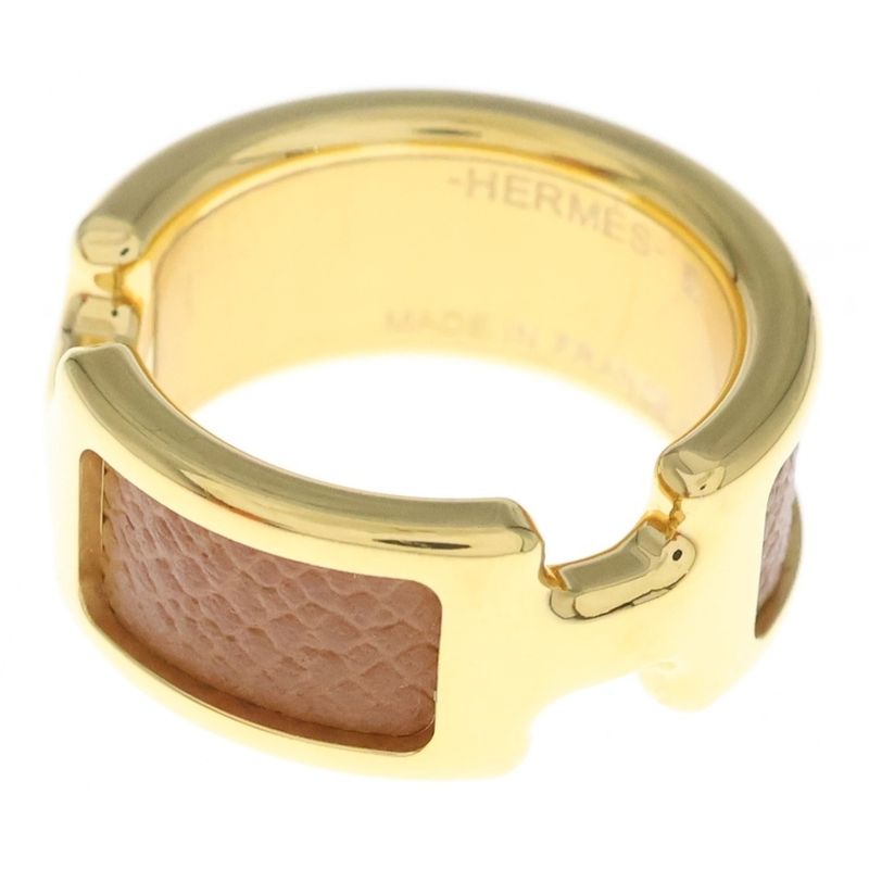 Hermes Olympe Ring Gold Brown Leather