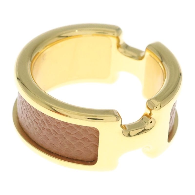 Hermes Olympe Ring Gold Brown Leather