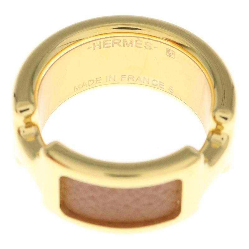 Hermes Olympe Ring Gold Brown Leather