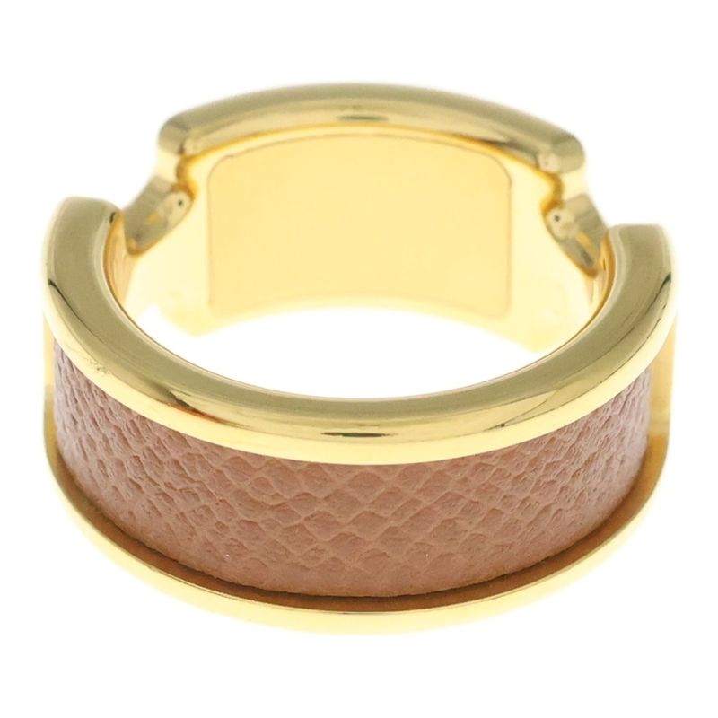 Hermes Olympe Ring Gold Brown Leather