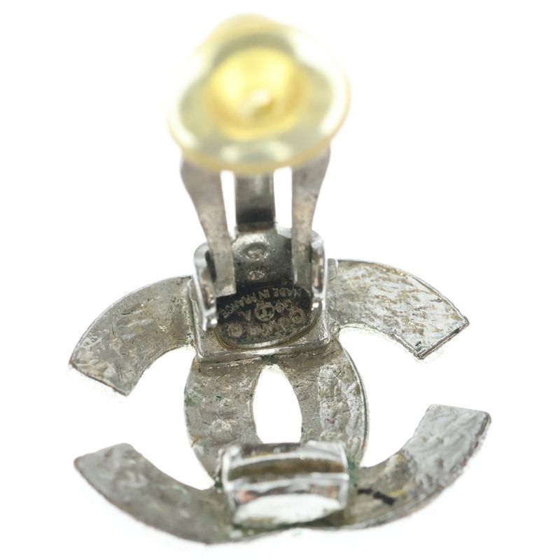 Chanel CC Logo Earrings Silver