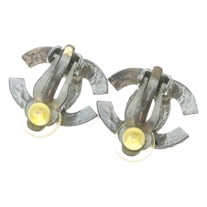Chanel CC Logo Earrings Silver