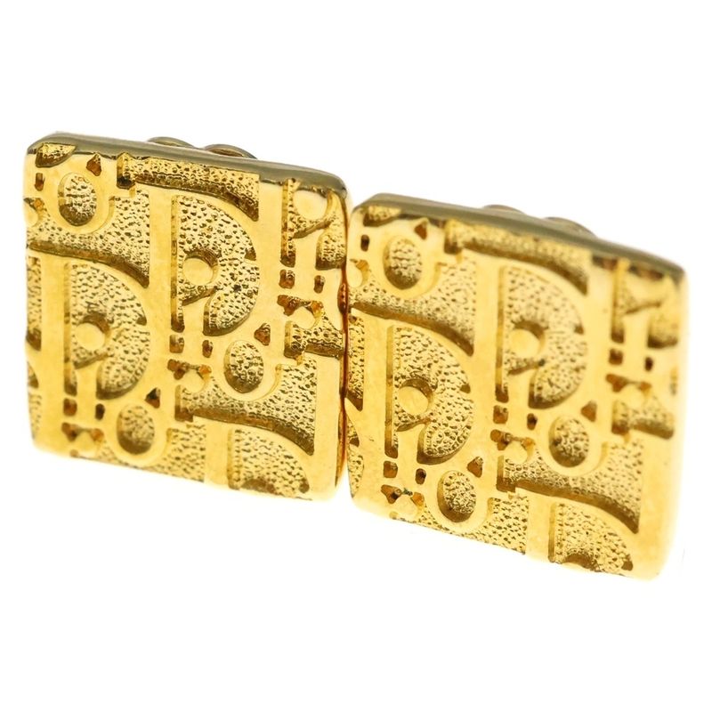 Dior Trotter Square Earrings Gold