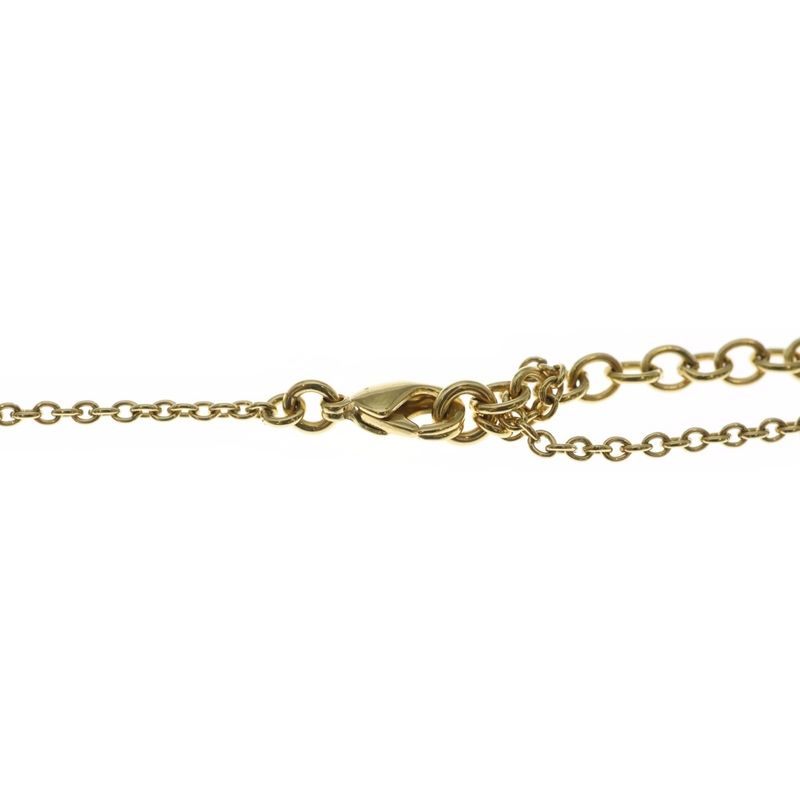 Dior Ribbon Necklace Rhinestone Pendant Chain Gold Plated