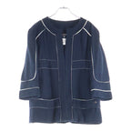 Chanel Colorless Cotton Tweed Jacket Navy