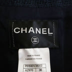 Chanel Colorless Cotton Tweed Jacket Navy