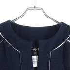 Chanel Colorless Cotton Tweed Jacket Navy