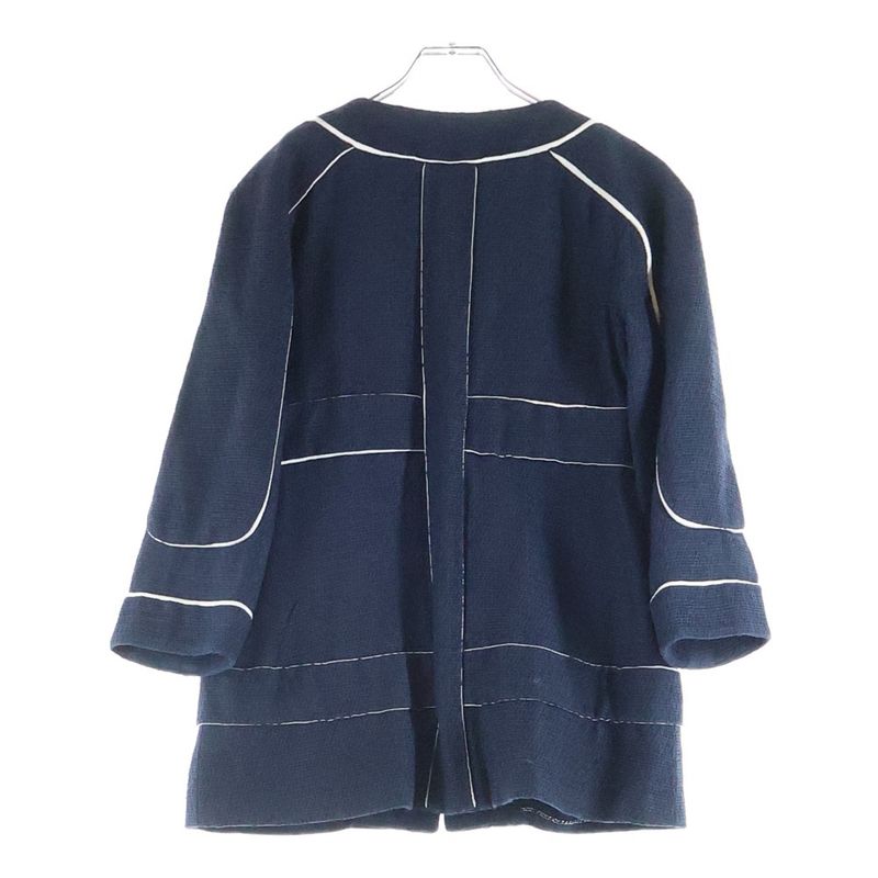 Chanel Colorless Cotton Tweed Jacket Navy