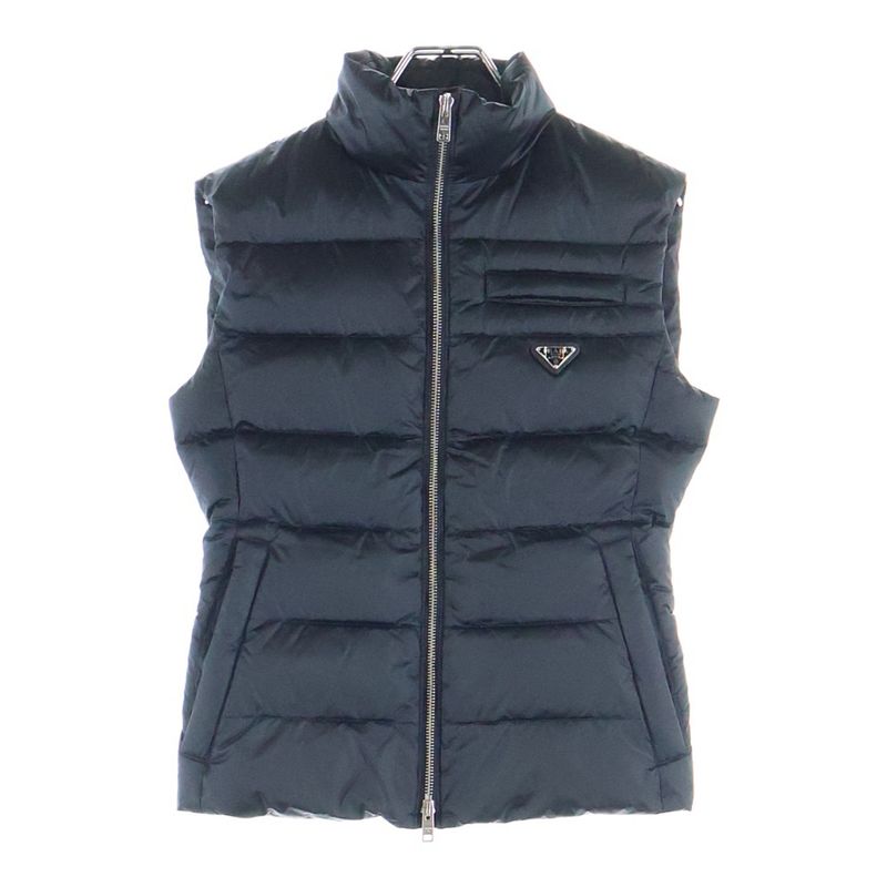 Prada Triangle Logo Down Vest Black