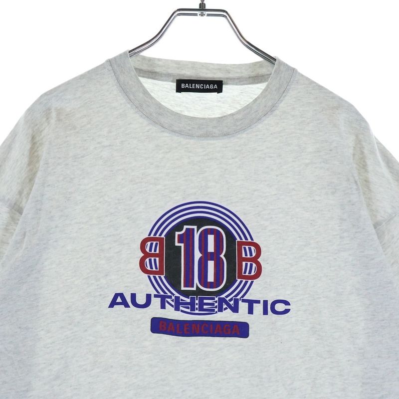 Balenciaga BB Logo Crew Neck Short Sleeve T-Shirt Gray