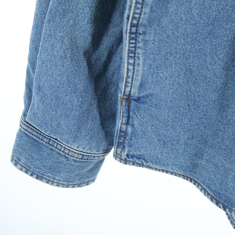 Balenciaga Washed Logo Embroidery Denim Shirt Indigo
