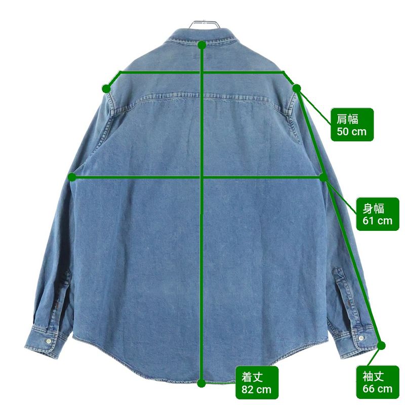 Balenciaga Washed Logo Embroidery Denim Shirt Indigo