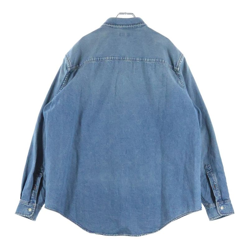 Balenciaga Washed Logo Embroidery Denim Shirt Indigo