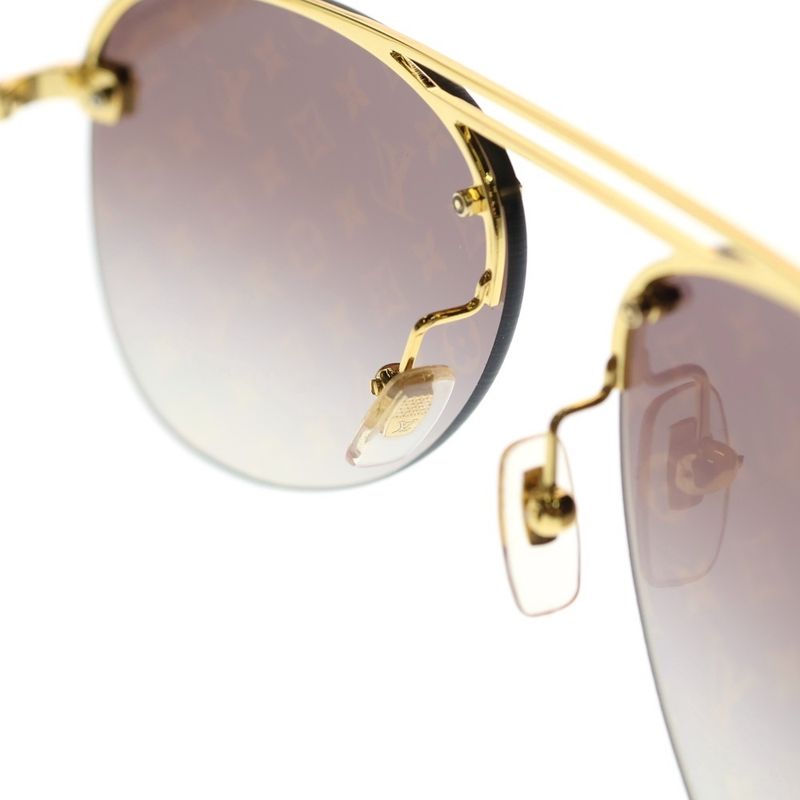 Louis Vuitton Sunglasses Clockwise Teardrop Brown Lens Gold Frame