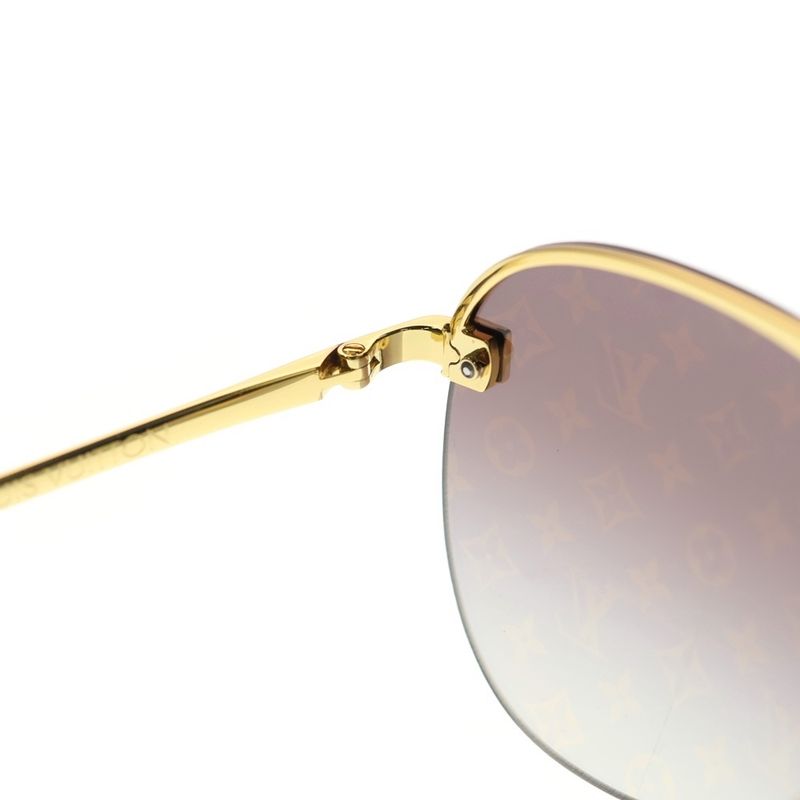 Louis Vuitton Sunglasses Clockwise Teardrop Brown Lens Gold Frame