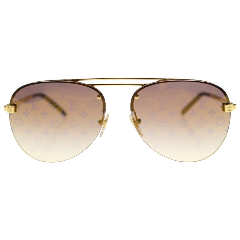 Louis Vuitton Sunglasses Clockwise Teardrop Brown Lens Gold Frame