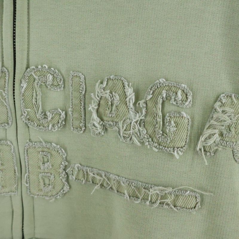 Balenciaga Regular Zip Up Hoodie Distressed Pullover Sweatshirt Khaki Sweater
