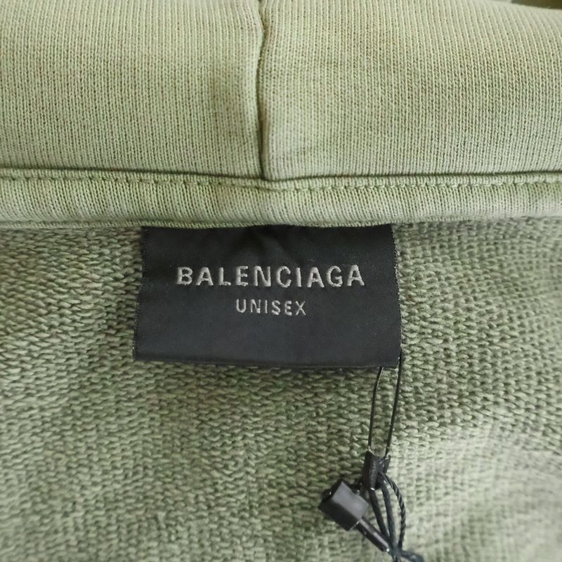 Balenciaga Regular Zip Up Hoodie Distressed Pullover Sweatshirt Khaki Sweater