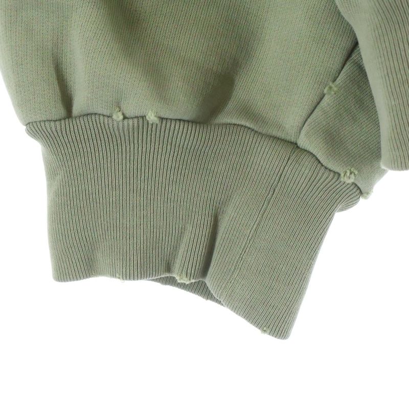 Balenciaga Regular Zip Up Hoodie Distressed Pullover Sweatshirt Khaki Sweater