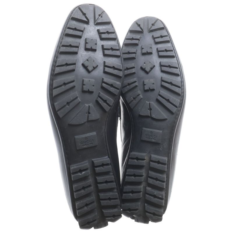 Gucci Metal Logo Loafers Driving Shoes Business Black