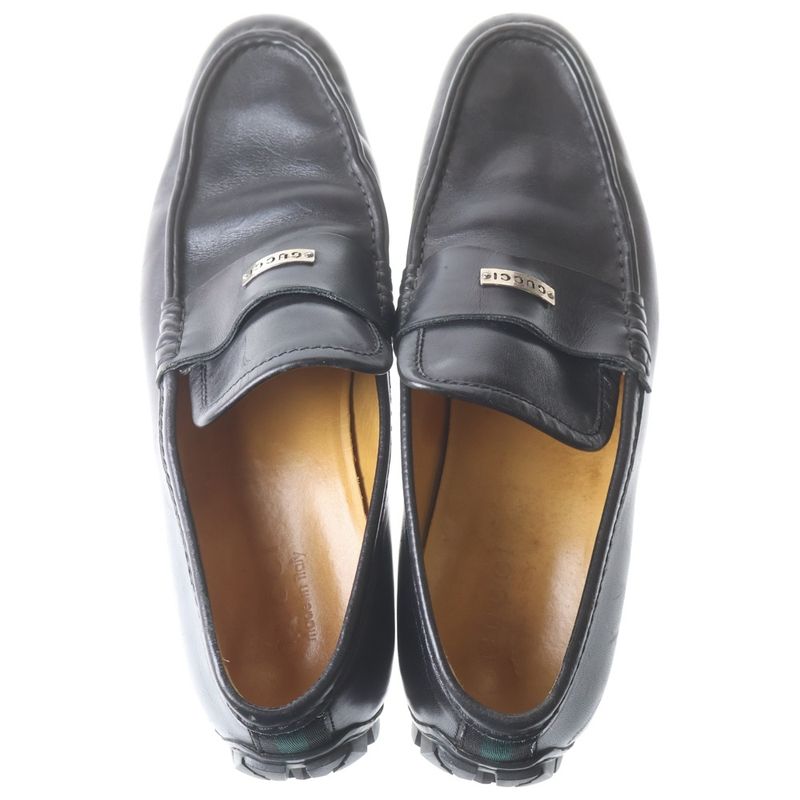 Gucci Metal Logo Loafers Driving Shoes Business Black