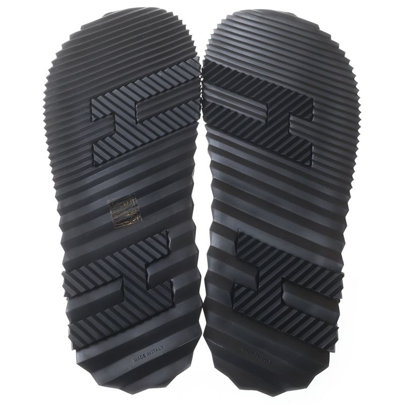 Hermes Infra Sole Logo Leather Cross Sandals Black