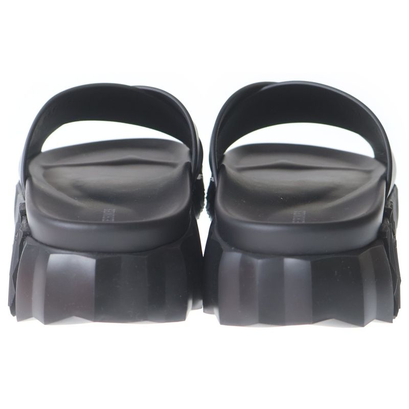Hermes Infra Sole Logo Leather Cross Sandals Black